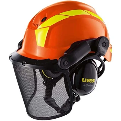 Abbildung von Uvex Pheos Forestry Forsthelm mit Gehör und Gesichtsschutz SNR: 30dB Farbe: Orange