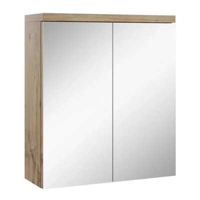Abbildung von Badezimmer Spiegelschrank Toledo 60cm Kastanien Eiche Stauraum Unterschrank Möbel Zwei Türen Badschrank