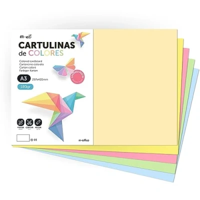 Abbildung von Farbkarton, A3 Karton, farbige Folien, 180 g, Pappe, verschiedene Pastellfarben, ideal zum Basteln, Drucken Ihrer Dokumente und kreativen Designs, m office (10 h, Surt, Kuchen)