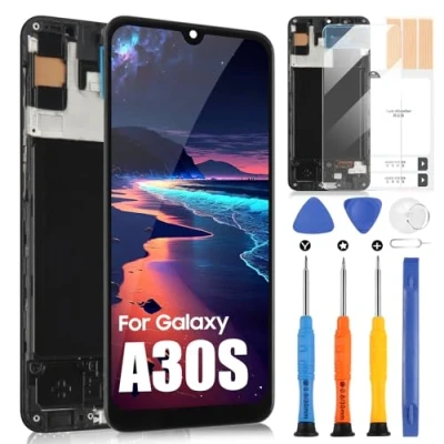 Abbildung von LCD Display für Samsung Galaxy A30S A307F A307FN Touchscreen SM Digitizer Assembly mit Reparaturwerkzeug Set (6,4 Zoll, Schwarz Rahmen)