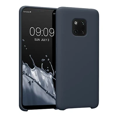 Abbildung von kwmobile Hülle kompatibel mit Huawei Mate 20 Pro Silikon Handy Case Handyhülle weiche Oberfläche kabelloses Laden Heidelbeerblau