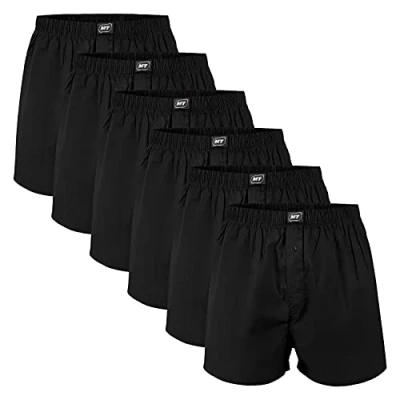 Abbildung von MT Herren Web Boxershorts (6er Pack) American Boxer gewebt aus Baumwolle Schwarz M