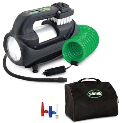 Abbildung von Slime 40068 95 Reifenfüllgerät, Expert, Heavy Duty, digital, Inflate Right Technologie, inklusive LED Licht und Luftschlauch mit Schnellverbindung, Fülldauer 3 Min.