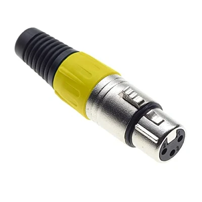 Abbildung von Keple 3 polige XLR Buchse, gelb Buchse für Audio Mikrofon DMX Stecker, nicked Plated Adapter, Metallstecker mit Kunststoffgehäuse