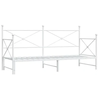 Abbildung von vidaXL Tagesbett Ausziehbar ohne Matratze Weiß 80x200 cm Stahl, Schlafbett, Schlafsofa, Couchbett, Gästebett, Tagesbettsofa, bequemes Schlafsofa
