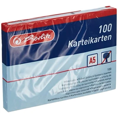 Abbildung von herlitz Karteikarte A5, blanko, blau, 100 Stück