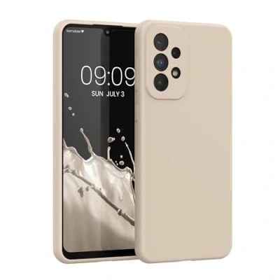 Abbildung von kwmobile Hülle kompatibel mit Samsung Galaxy A33 5G Silikon Handy Case Handyhülle weiche Oberfläche kabelloses Laden Creme
