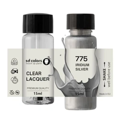 Abbildung von SD COLORS IRIDIUM SILVER 775/9775 Lackreparaturfarbe, 15 ML, Reparatur Pinsel, Farbcode SILBER (Farbe + Lack)
