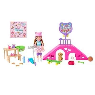Abbildung von Mattel® Stehpuppe Mattel HJY35 Barbie Chelsea Skatepark: Chelsea+Skateboard+15 Zub