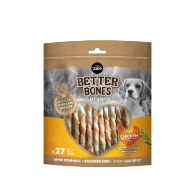 Abbildung von BetterBones weicher Kausnack für Hunde, ohne Rohhaut, umwickelte Twists mit Hühnchen, Rosmarin und Thymian, 12,5cm, 27er Pack