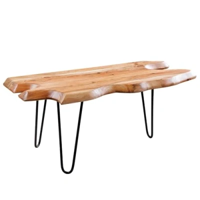 Abbildung von riess ambiente Couchtisch WILD 100cm natur / schwarz (Einzelartikel, 1 St), Wohnzimmer · Massivholz Metall Baumkante Unikat