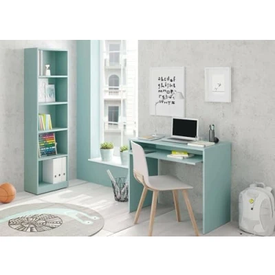 Abbildung von Dmora Buchhandlung Pomona, Hohes Bücherregal mit 5 Regalen, Büro oder Schlafzimmerregal, Modernes Regal Fächern, cm 52x25h80, Blaugrün