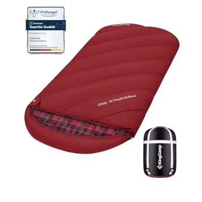 Abbildung von KingCamp Schlafsack,Schlafsack Winter, 4 Jahreszeiten Deckenschlafsacke Übergröße Baumwoll Flanell für Erwachsene Outdoor und Camping, Warm leicht,drinnen draußen, (Grau)