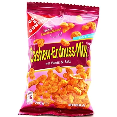 Abbildung von Gut &amp; Günstig Cashew Erdnuss Mix mit Honig und Salz, 18er Pack (18 x 200g)