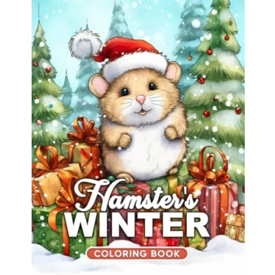 Abbildung von Hamster&#039;s Winter Coloring Book: 50 Grayscale Illustrations Capture the Sweet Charm of Hamsters in Winter, Ready for Your Artistic Expression and Seasonal Enjoyment