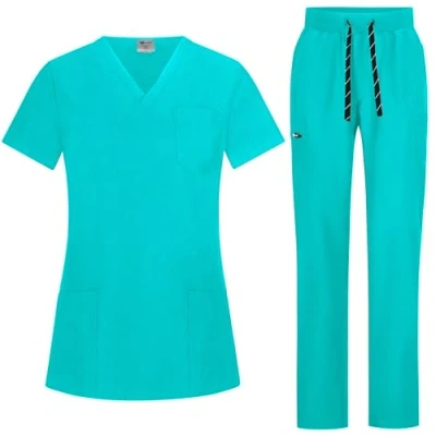 Abbildung von B well Bella Damen Schrubb Set Schlupfkasack + Schlupfhose Medizin Arzt Uniform Schlupfjacke Oberteil mit Hose Medizinische Berufsbekleidung Elastan (Teal, S)