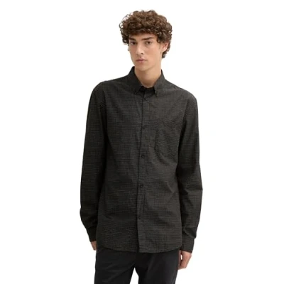 Abbildung von TOM Tailor Denim Hemd, Herren, Größe: Medium, Black dobby dot