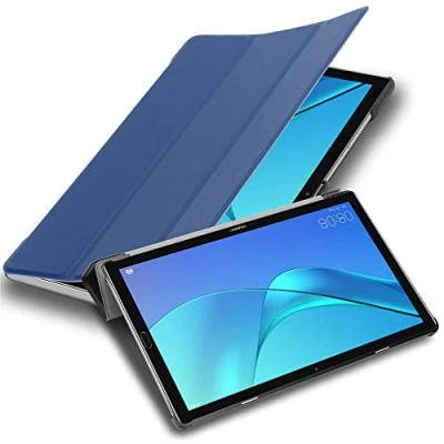 Abbildung von Cadorabo Hülle kompatibel mit Huawei MediaPad M5 / PRO (10.8 Zoll) Tablethülle Auto Wake Up aus Kunst Leder Klappbare Cover für Tasche in Blau