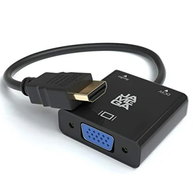 Abbildung von JAMEGA HDMI auf VGA Adapter 2er Pack Aktive 1080P HDTV Audio Übertragung Konverter Kabel 3,5mm Audioanschluss und Micro USB Anschluss Buchse zu Stecker für Laptop, Monitor, Beamer UVM.