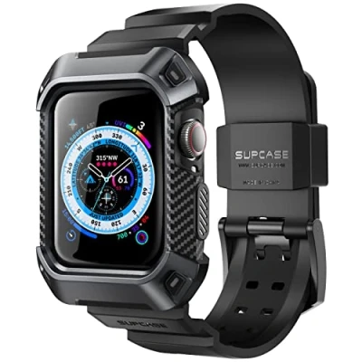 Abbildung von SUPCASE Armband für Apple Watch 8 / 7 SE 6 5/ 4 [45/44mm] Robust Hülle Ersatzarmband iWatch Case Schutzhülle [Unicorn Beetle Pro], Schwarz