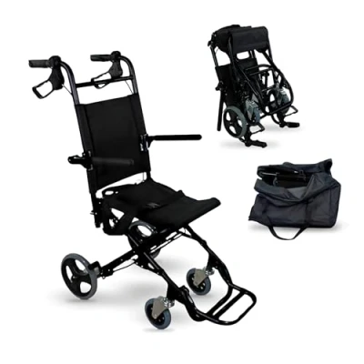 Abbildung von Mobiclinic®, Transitrollstuhl, Saturno, Aluminium, unter 10 kg, Bremse an den Griffen, Europäische Marke, Klappbare Fußstützen, Armlehnen, Faltrollstuhl, Leichtgewicht, Sicherheitsgurt