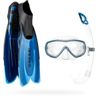 Abbildung von Cressi Agua Set Maske Schnorchel und Flossen, Farbe Blu