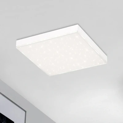 Abbildung von Briloner Leuchten LED Panel, Deckenleuchte dimmbar, Deckenlampe mit Lichtkante, Sternendekor, inkl. Fernbedienung, Farbtemperatursteuerung, 15 Watt, 1.600 Lumen, Weiß, 295x295x61mm (LxBxH), 7381 016