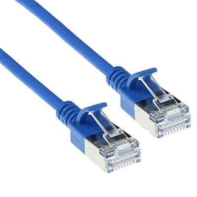 Abbildung von ACT CAT6a Netzwerkkabel, U/FTP LSZH LAN Kabel Dünn 3.8mm Slimline, Flexibles Snagless CAT 6a mit RJ45 Stecker, für den Einsatz in Datenzentren, 0.25 Meter, Blau DC7652