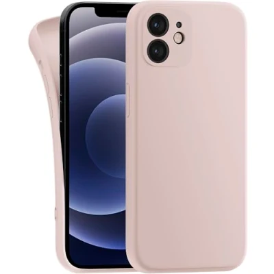 Abbildung von MyGadget Hülle Kompatibel mit iPhone 12 robuste Silikon Schutzhülle TPU Case Slim Silikonhülle Back Cover Kratzfest Handyhülle Matt Rosa