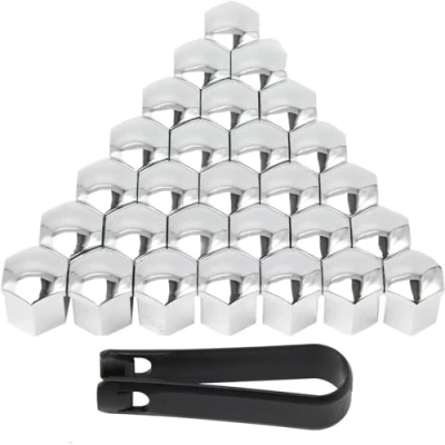 Abbildung von sylbx 20 Stück Radschraubenkappen,Radmutterkappen,Covers Bolt Radkappen,Radmutterkappe,Felgen Muttern Kappen Radmutterabdeckungen Radmutterkappen für Autos 19mm Chrom Radschraubenkappen