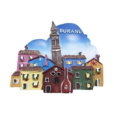 Abbildung von Burano Venedig Italien 3D Kühlschrankmagnet Tourist Travel Souvenirs Handgemachte Harz Handwerk Magnetische Aufkleber Home Küche Dekoration Sammlung Geschenk
