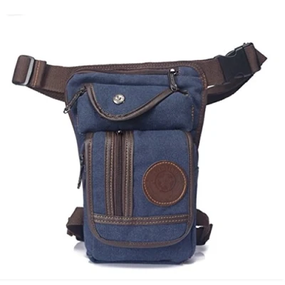 Abbildung von Xieben Leinwand Drop Bein Tasche für Herren Frauen Taille Gürteltasche Bauchtasche Motorrad Radfahren Reise Im Freien Sport Gammler Blau