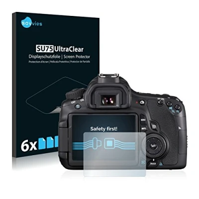 Abbildung von Savvies 6 Stück Schutzfolie für Canon EOS 60D Displayschutz Folie Ultra Transparent