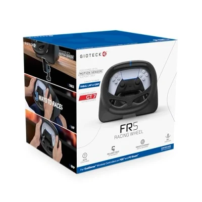 Abbildung von Gioteck FR5 Racing Wheel Dock zur Steuerung von DualSense und DualEdge PS5, PC, Kompatibel mit Steam Deck Automatische Zentrale Nur für Spiele Bewegungssensor GT7