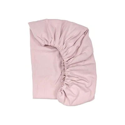 Abbildung von KraftKids Spannbettlaken Musselin Doppelkrepp Rosa aus 100% Baumwolle in Größe 120 x 60 cm, handgearbeitete Matratzenbezug gefertigt der EU