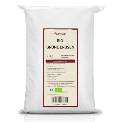 Abbildung von Kamelur 25kg BIO grüne Erbsen getrocknet getrocknete Hülsenfrüchte ohne Zusätze in der Großpackung
