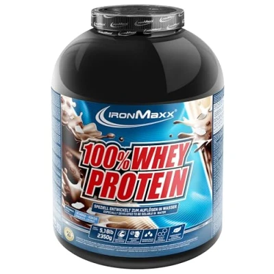 Abbildung von IronMaxx 100% Whey Protein Pulver Schoko Kokos 2350g Dose zuckerreduziertes, wasserlösliches Eiweißpulver aus Molkenprotein viele verschiedene Geschmacksrichtungen