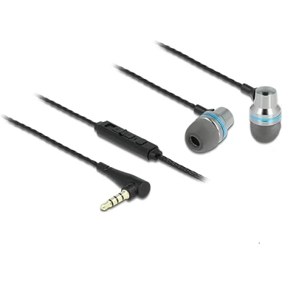Abbildung von Delock In Ear Kopfhörer mit 4 Pin 3,5 mm Klinkenstecker, Mikrofon, schwarz