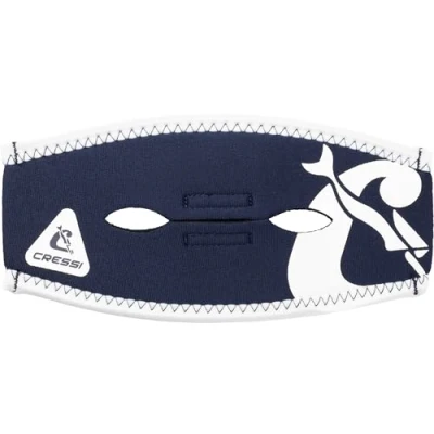 Abbildung von CRESSI Pony Tail Neo Mask Strap Cover Blue Navy/White Neoprenriemenüberzug für Tauchmasken, Blau Navy/Weiß, Einheitsgröße, Unisex Erwachsene