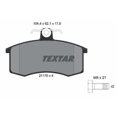 Abbildung von TEXTAR 2117002 Bremsbelagsatz nicht für Verschleißwarnanzeiger vorbereitet mit Bremssattelschrauben LADA: Priora Limousine, Kalina II Kombi, Samara
