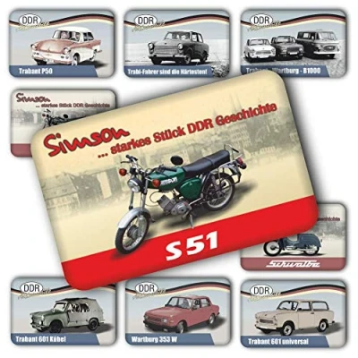 Abbildung von AV Andrea Verlag DDR Ostalgie Magnet Simson S51 Kühlschrankmagnet mit Spruch für die Magnetwand oder Magnettafel der Fans Ostprodukte Ost Produkte und Ostalgiker
