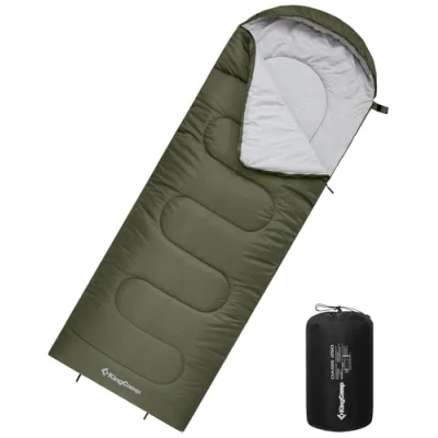 Abbildung von KingCamp Schlafsack Deckenschlafsack Camping Outdoor 3 4 Jahreszeiten für Erwachsene Kinder Ultraleicht Warm Waschbar beim Reisen und Abenteuern, (Olive L Zip, 220x75cm)