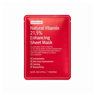 Abbildung von BY WISHTREND Natural Vitamin 21.5 Enhancing Sheet Mask 1 Blatt, versorgt Ihre Haut vollständig mit Vitaminen