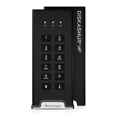 Abbildung von iStorage diskAshur M2 500GB PIN authentifizierte, hardwareverschlüsselte USB 3.2 Portable SSD Ultraschnell FIPS konform Robust und tragbar