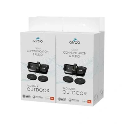 Abbildung von Cardo PACKTALK Outdoor Duo Pack, Helm Kommunikationssystem, ideal für Ski, Snowboard und Radfahren (Schwarz, Viererpack)