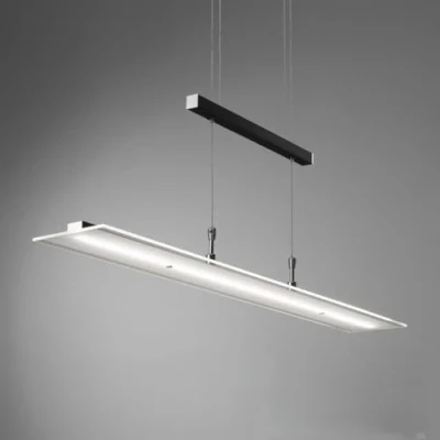 Abbildung von B.K.Licht LED Pendelleuchte dimmbar Hängeleuchte 85cm höhenverstellbar 95 175cm silber BKL1001, fest integriert, Warmweiß, Deckenleuchte 20W 1600lm Esszimmerlampe Küchenlampe Lampenschirm Glas