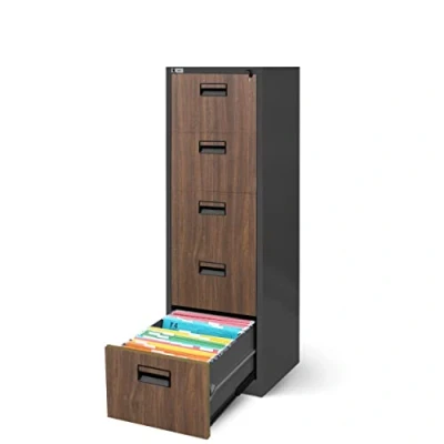 Abbildung von Jan Nowak Aktenschrank Stahlschrank anthrazit holz 163x46x62