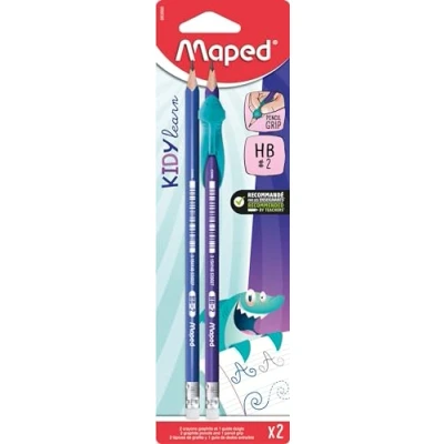 Abbildung von Maped 2x ergonomische Drei Kant Bleistifte mit Radiergummi HB mittel + Schreiblernhilfe KIDY LEARN