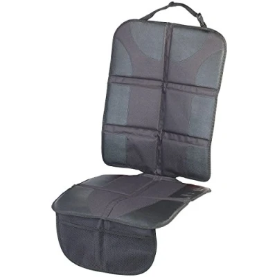 Abbildung von Lescars Autositzunterlage: Premium Kindersitz Unterlage mit 2 Netztaschen, Isofix geeignet (Autositzauflagen, Autositzunterlage Kindersitz, Schonunterlage)