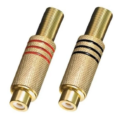 Abbildung von BestPlug 2 Stück Audio Cinch Buchse Kupplung weiblich Lötversion, vergoldete Metallausführung